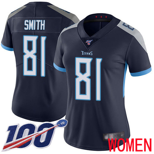 Tennessee Titans Limited Navy Blue Women Jonnu Smith Home Jersey NFL Football #81 100th Season Vapor Untouchable->women nfl jersey->Women Jersey